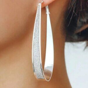U Shaped Silver Hoop Earrings